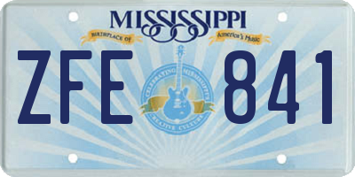 MS license plate ZFE841