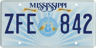 MS license plate ZFE842