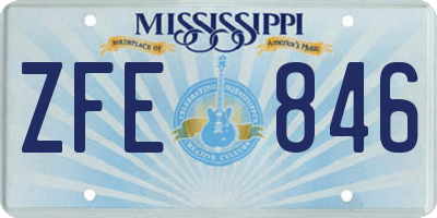MS license plate ZFE846