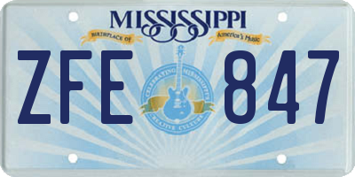 MS license plate ZFE847