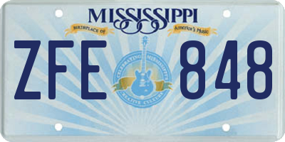 MS license plate ZFE848