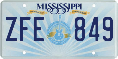MS license plate ZFE849