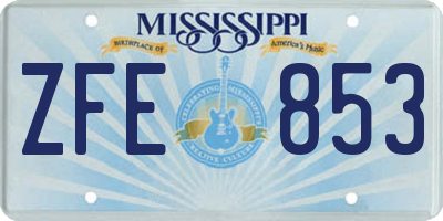 MS license plate ZFE853