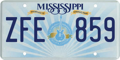 MS license plate ZFE859