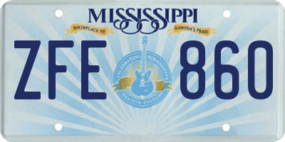 MS license plate ZFE860