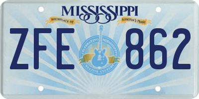 MS license plate ZFE862