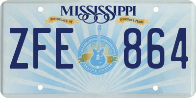 MS license plate ZFE864