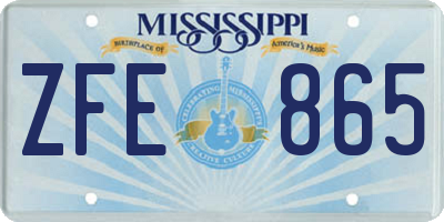 MS license plate ZFE865