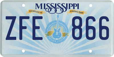 MS license plate ZFE866