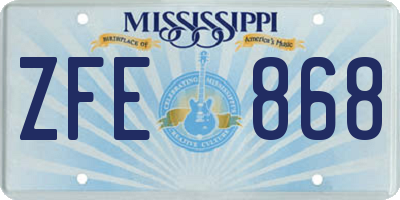 MS license plate ZFE868