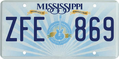 MS license plate ZFE869