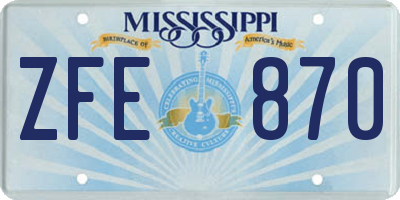 MS license plate ZFE870