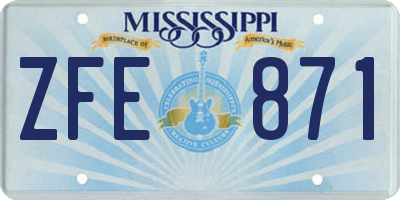 MS license plate ZFE871