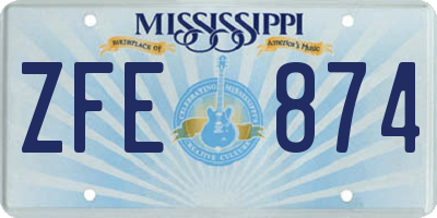 MS license plate ZFE874