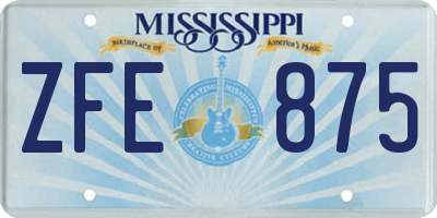 MS license plate ZFE875