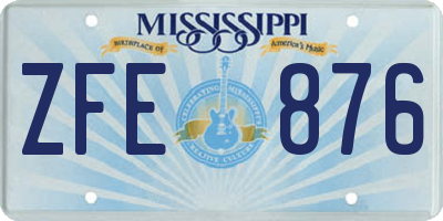 MS license plate ZFE876