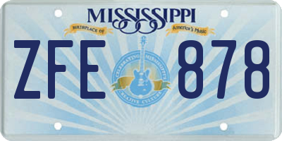 MS license plate ZFE878