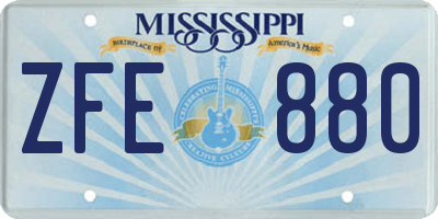 MS license plate ZFE880