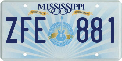 MS license plate ZFE881