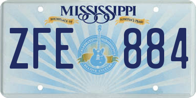 MS license plate ZFE884