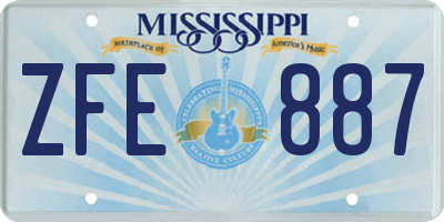 MS license plate ZFE887