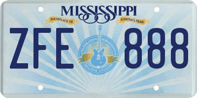 MS license plate ZFE888