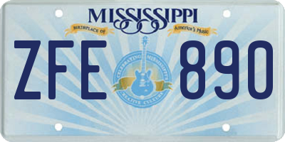 MS license plate ZFE890