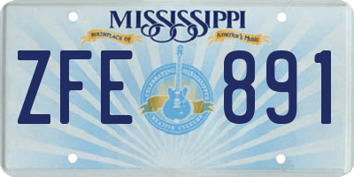 MS license plate ZFE891