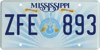 MS license plate ZFE893