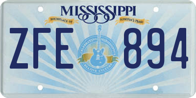 MS license plate ZFE894