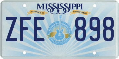 MS license plate ZFE898