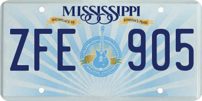 MS license plate ZFE905