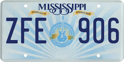 MS license plate ZFE906