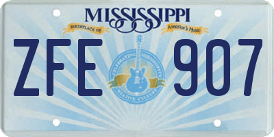 MS license plate ZFE907