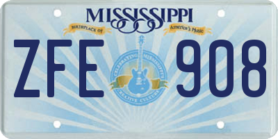 MS license plate ZFE908