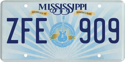 MS license plate ZFE909