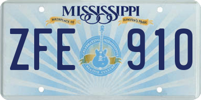 MS license plate ZFE910