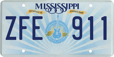 MS license plate ZFE911