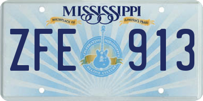 MS license plate ZFE913