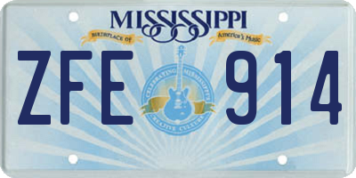 MS license plate ZFE914
