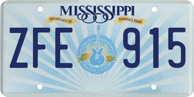 MS license plate ZFE915