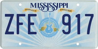 MS license plate ZFE917