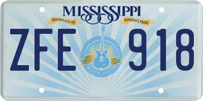 MS license plate ZFE918