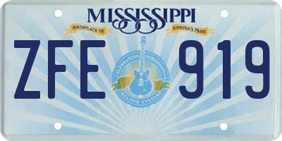 MS license plate ZFE919