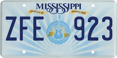 MS license plate ZFE923