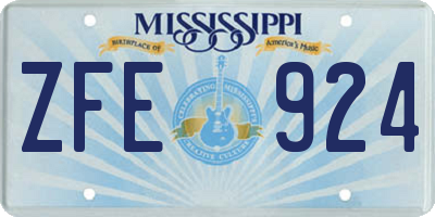 MS license plate ZFE924