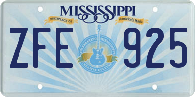 MS license plate ZFE925