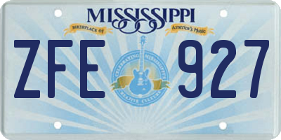 MS license plate ZFE927