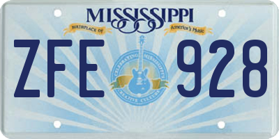 MS license plate ZFE928