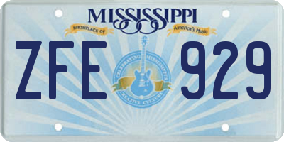MS license plate ZFE929